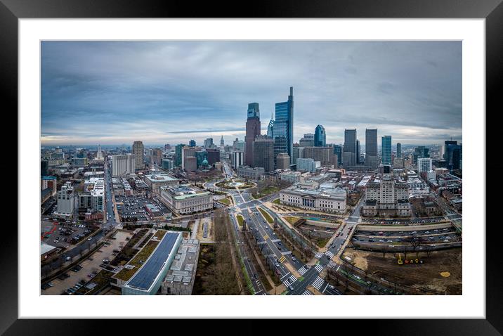 City Center of Philadelphia - aerial view - travel photography Framed Mounted Print by Erik Lattwein