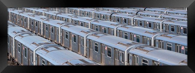 Subway train depot in Queens - travel photography Framed Print by Erik Lattwein