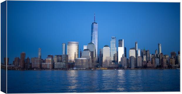 Evening view over the skyline of Manhattan - travel photography Canvas Print by Erik Lattwein