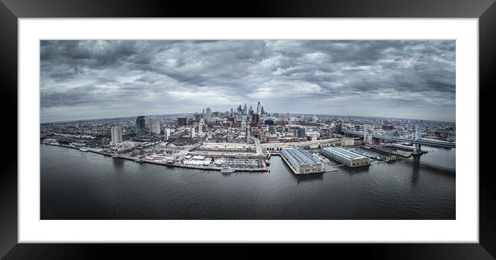 Panoramic aerial view over Philadelphia - travel photography Framed Mounted Print by Erik Lattwein