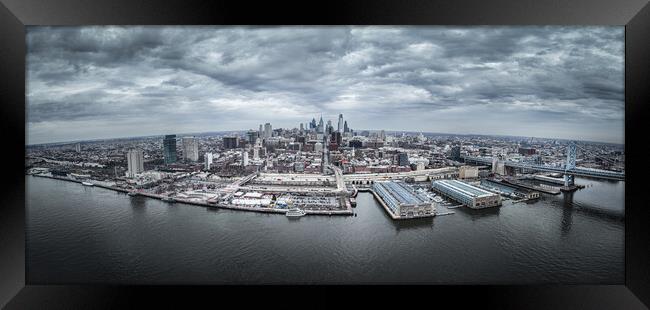 Panoramic aerial view over Philadelphia - travel photography Framed Print by Erik Lattwein