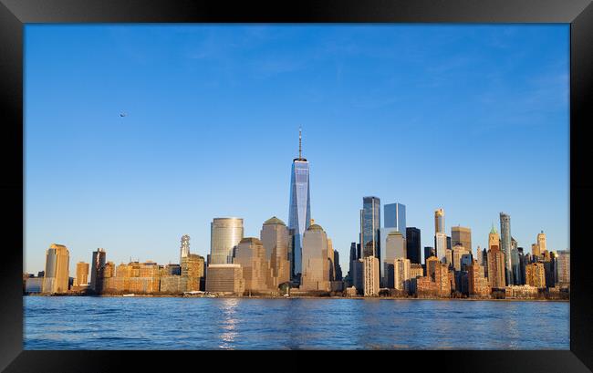 Panoramic skyline of Manhattan on a sunny day - travel photography Framed Print by Erik Lattwein