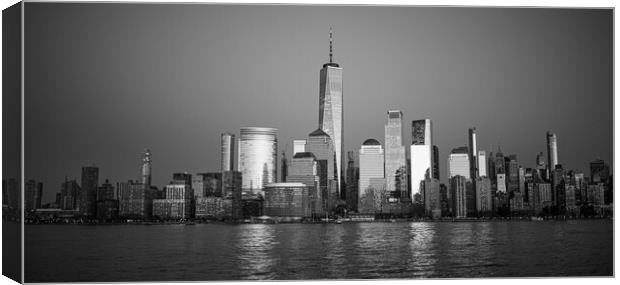 Evening view over the skyline of Manhattan - travel photography Canvas Print by Erik Lattwein
