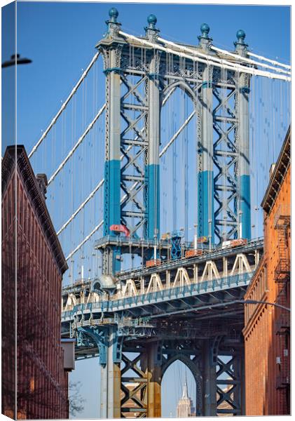 Manhattan Bridge viewpoint from Dumbo - travel photography Canvas Print by Erik Lattwein