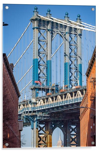 Manhattan Bridge viewpoint from Dumbo - travel photography Acrylic by Erik Lattwein