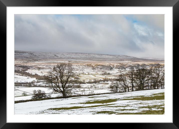 Holwick from Middle Side in Patchy Snow (2) Framed Mounted Print by Richard Laidler