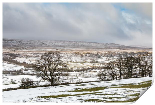 Holwick from Middle Side in Patchy Snow (2) Print by Richard Laidler