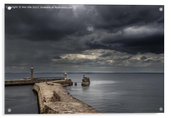 Serene Whitby Harbour Acrylic by Ron Ella