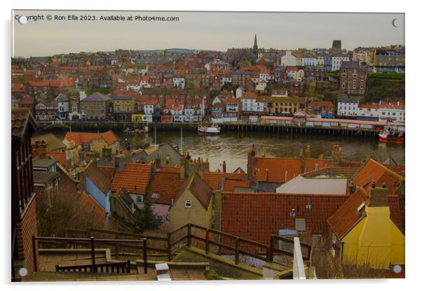 Overlooking Whitby's Scenic Harbour Acrylic by Ron Ella