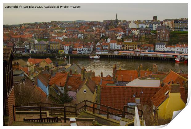 Overlooking Whitby's Scenic Harbour Print by Ron Ella