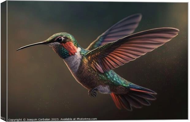 beautiful hummingbird flying in suspense. Ai generated. Canvas Print by Joaquin Corbalan