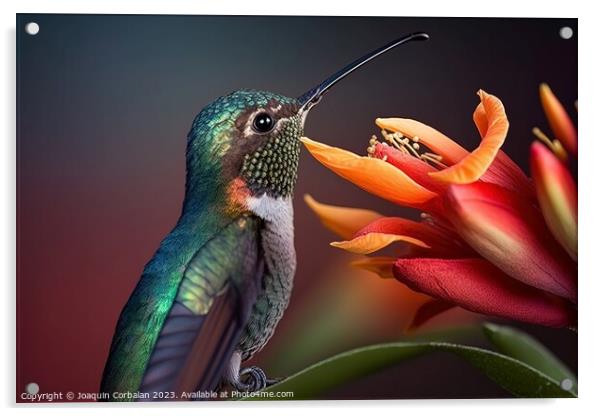 Gorgeous hummingbird, beautiful portrait of the bird animal with Acrylic by Joaquin Corbalan