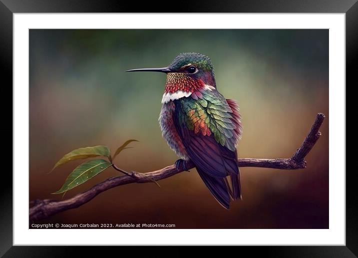 Gorgeous hummingbird, beautiful portrait of the bird animal with Framed Mounted Print by Joaquin Corbalan