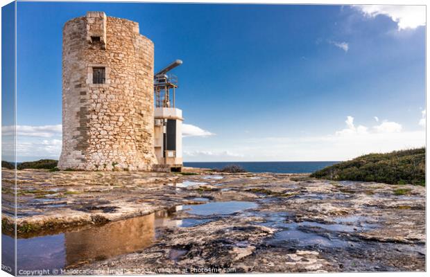 Old watchtower Torre d'en Beu in Cala Figuera Canvas Print by MallorcaScape Images