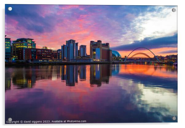 Sunset on Tyneside Acrylic by david siggens