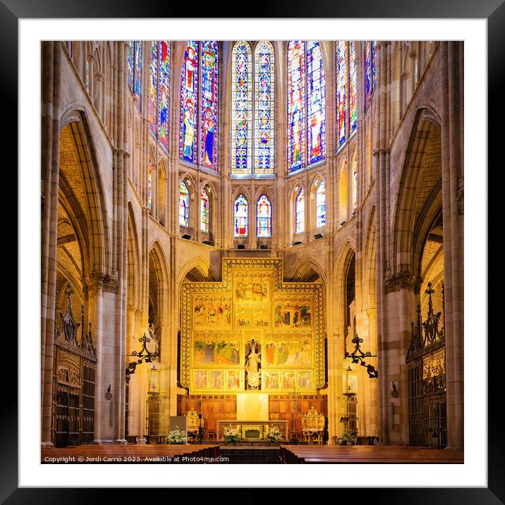 Main altar of the cathedral of León Framed Mounted Print by Jordi Carrio