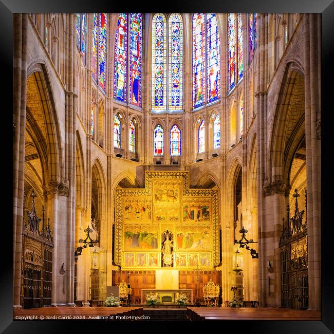Main altar of the cathedral of León Framed Print by Jordi Carrio