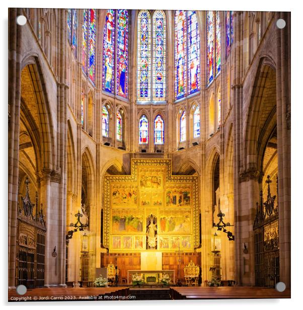 Main altar of the cathedral of León Acrylic by Jordi Carrio