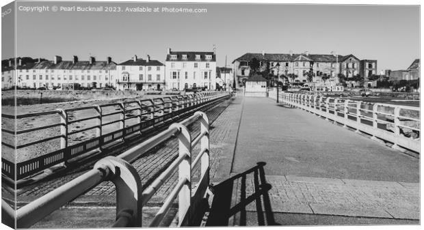 Beaumaris Pier Anglesey Black and White Canvas Print by Pearl Bucknall