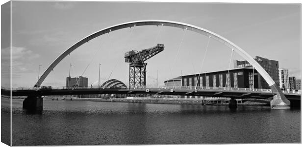 The Squinty Bridge, or Clyde Arc, Glasgow  (black& Canvas Print by Allan Durward Photography