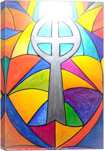 Abstract Religious stained glass window. Canvas Print by john hill