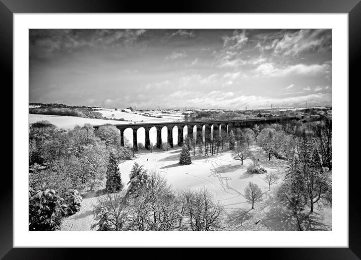 Penistone Viaduct Black and White Framed Mounted Print by Apollo Aerial Photography