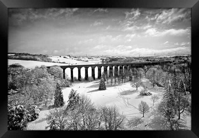 Penistone Viaduct Black and White Framed Print by Apollo Aerial Photography