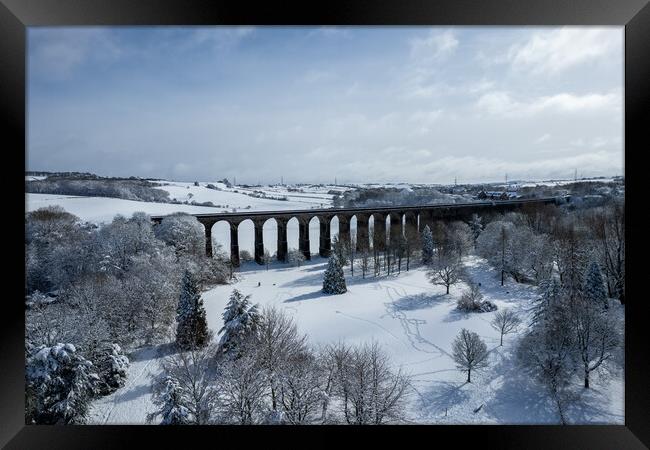 Penistone Viaduct Winter Scene Framed Print by Apollo Aerial Photography