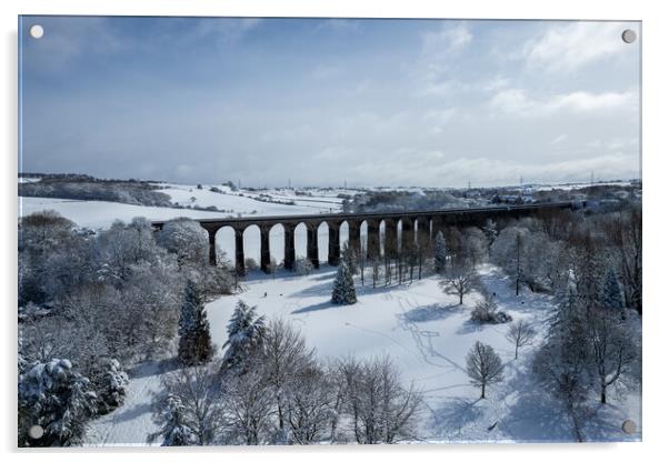 Penistone Viaduct Winter Scene Acrylic by Apollo Aerial Photography