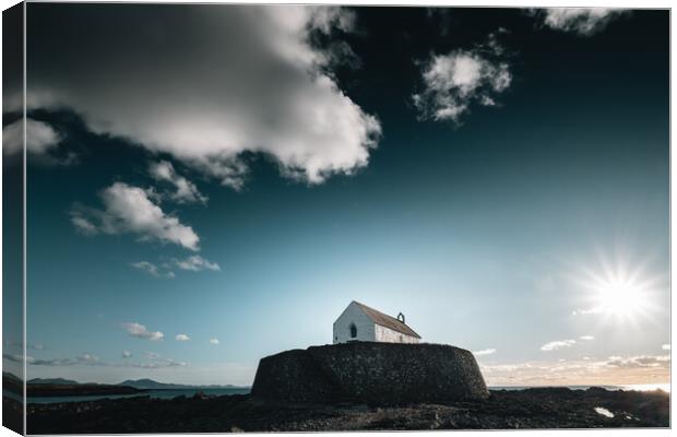 St Cwyfans Church in Anglesey Canvas Print by Mark Jones