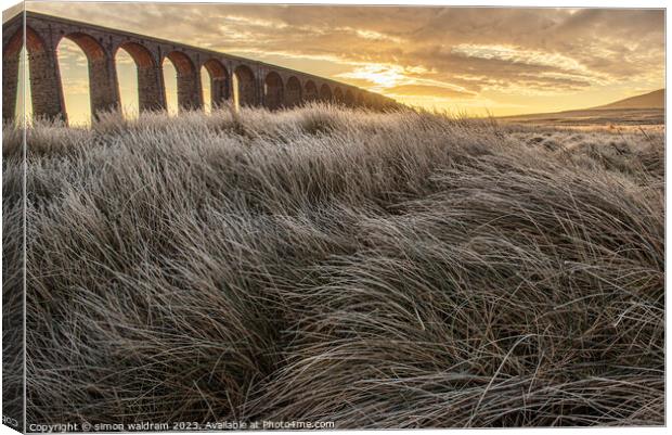Ribblehead Viaduct on a frosty morning Canvas Print by simon waldram