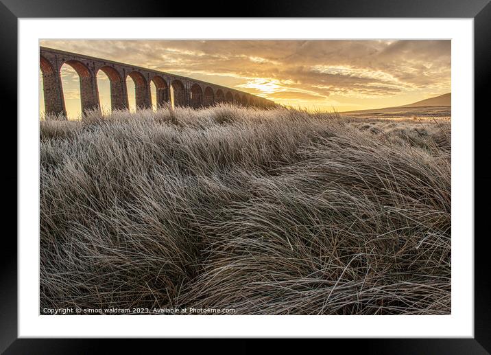 Ribblehead Viaduct on a frosty morning Framed Mounted Print by simon waldram