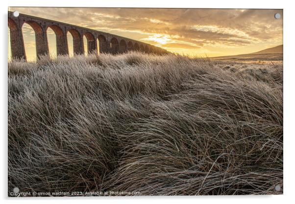 Ribblehead Viaduct on a frosty morning Acrylic by simon waldram