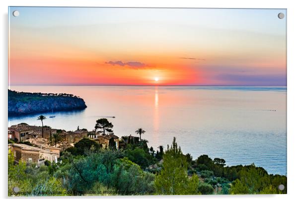 Beautiful sunset sky over the sea on Majorca coast Acrylic by Alex Winter