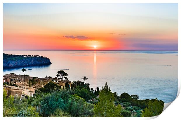 Beautiful sunset sky over the sea on Majorca coast Print by Alex Winter