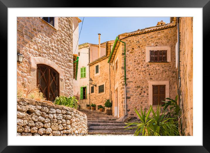 View of Biniaraix village Framed Mounted Print by Alex Winter