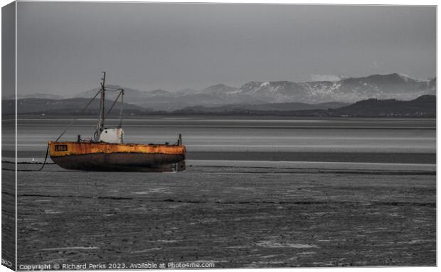 Rusty Boat in Morecambe Bay Canvas Print by Richard Perks