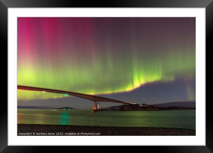 Skye Bridge Aurora Borealis Scotland Framed Mounted Print by Barbara Jones