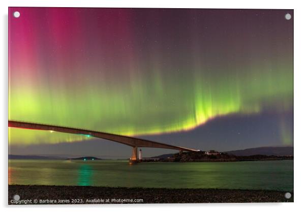 Skye Bridge Aurora Borealis Scotland Acrylic by Barbara Jones