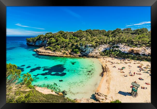 Beautiful view of Cala Llombards beach bay Framed Print by Alex Winter