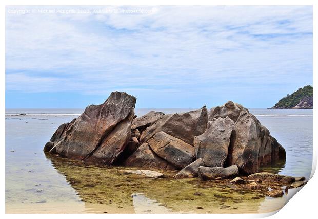 Beautiful rocks at the beaches of the tropical paradise island S Print by Michael Piepgras