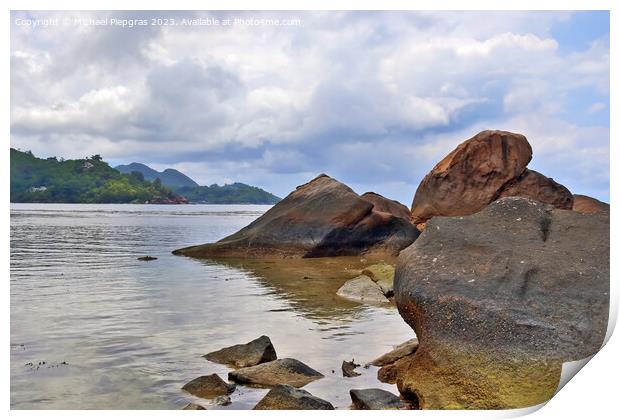 Beautiful rocks at the beaches of the tropical paradise island S Print by Michael Piepgras