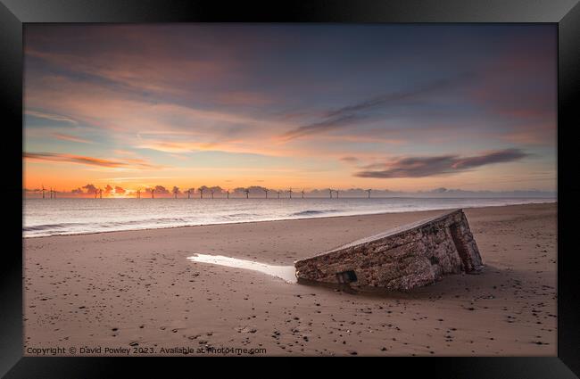 Caister Beach Sunrise Framed Print by David Powley