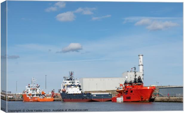Commercial ships on the River Yare, Great Yarmouth Canvas Print by Chris Yaxley