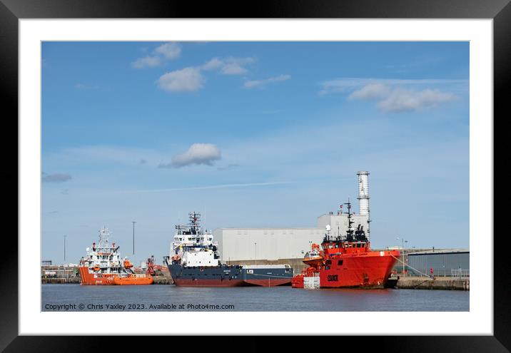 Commercial ships on the River Yare, Great Yarmouth Framed Mounted Print by Chris Yaxley