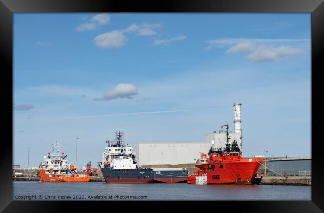 Commercial ships on the River Yare, Great Yarmouth Framed Print by Chris Yaxley