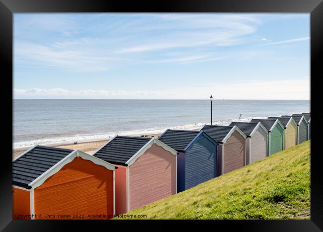 Gorleston Beach huts, Norfolk Framed Print by Chris Yaxley