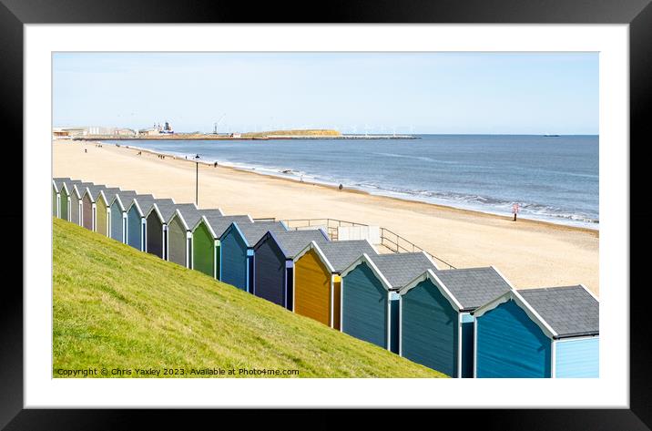Gorleston Beach Huts, Norfolk Framed Mounted Print by Chris Yaxley