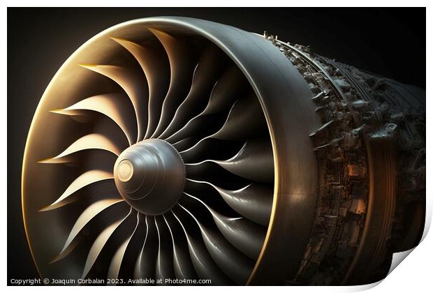 Illustration of a jet propulsion engine. Ai genera Print by Joaquin Corbalan