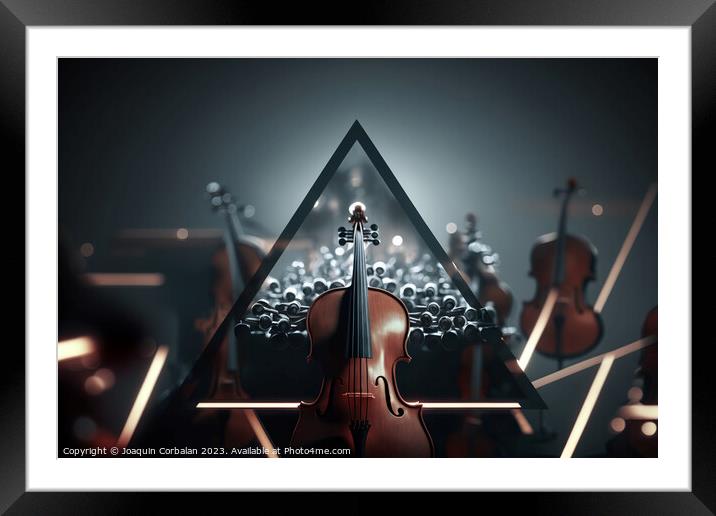 A violin in a symphony orchestra. Ai generated. Framed Mounted Print by Joaquin Corbalan